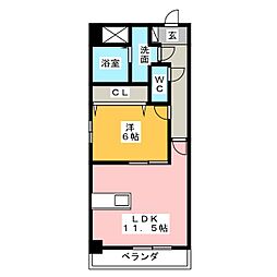 コートシャイン 4階1LDKの間取り