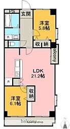 エンポリアム関 3階2LDKの間取り