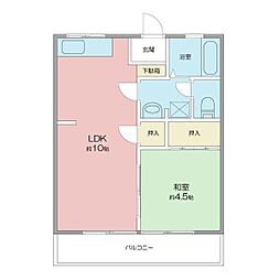 ハイツサンローラン 1LDKの間取図画像