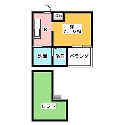 Ｈａｕｓ　Ｒｕｈｅ　高畑 1階ワンルームの間取り