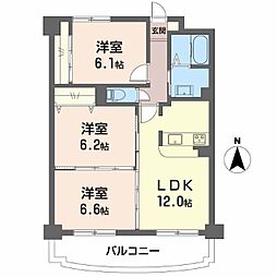 コンフォート中島 4階3LDKの間取り