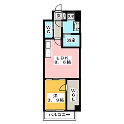ＢＭＧ　ＲＥＳＩＤＥＮＣＥ 2階1LDKの間取り