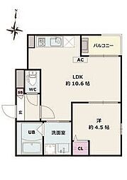 Jack ohataI 102 1階1LDKの間取り