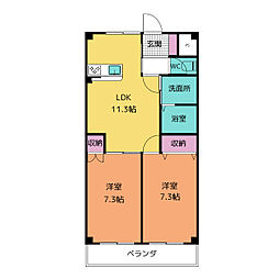 第二西垣マンション 2LDKの間取図画像