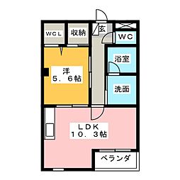 サンテラス 1LDKの間取図画像