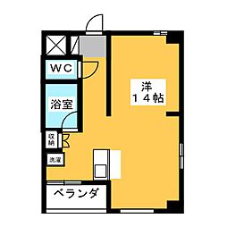 シャルムジャルダン ワンルームの間取図画像