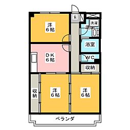 ネイティブスペースK's 3DKの間取図画像