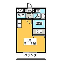 メゾンドイデアル ワンルームの間取図画像