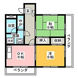 エスポアナイン 2DKの間取図画像