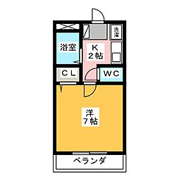 パークハイツ八田 1Kの間取図画像
