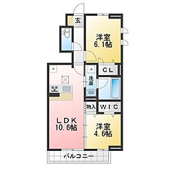 グラシアーレ 2LDKの間取図画像