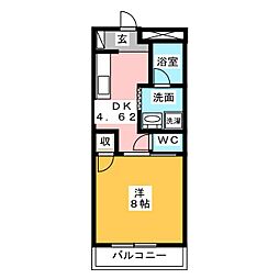 ハイウイング 1Kの間取図画像