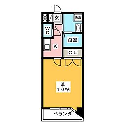 アンソレイエ 1Kの間取図画像