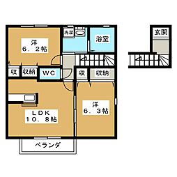 ブランシュコート 2LDKの間取図画像