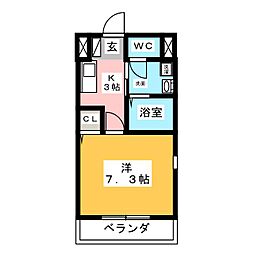 小碓Jハイツ 1Kの間取図画像