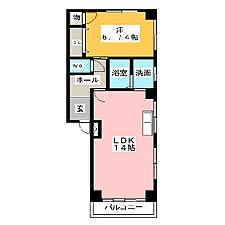 ハウス岡義 1LDKの間取図画像