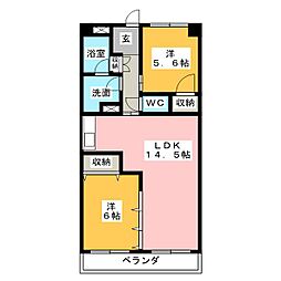 アローゼ高畑 2LDKの間取図画像