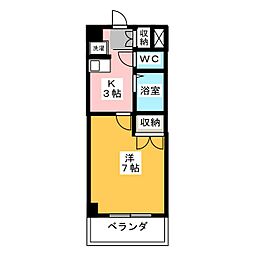 うらら 1Kの間取図画像