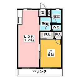 リバティ戸田 1LDKの間取図画像