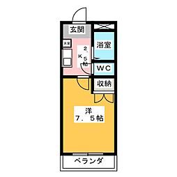 サンハイム大原 1Kの間取図画像