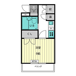 大福マンションパルナス八事裏山 1Kの間取図画像