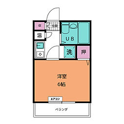 パルナス八事裏山 2階1Kの間取り