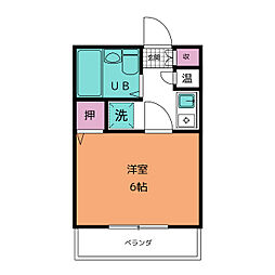 大福マンションパルナス八事裏山 1Kの間取図画像
