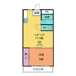 グリーンハイツ石坂 1LDKの間取図画像