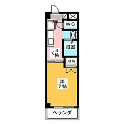 FULL HOUSE YAGOTO 6階1Kの間取り