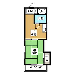 ＡＲＫ　Ｓｈｉｏｇａｍａ 3階1Kの間取り