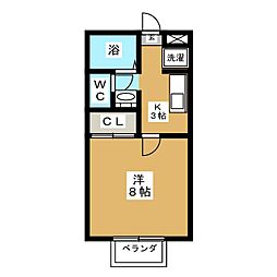 カーサモンテベルデ 1階1Kの間取り