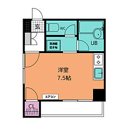 八事スチューデントビル 5階ワンルームの間取り