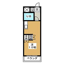 ＡＲＫ　Ｓｈｉｏｇａｍａ 3階ワンルームの間取り