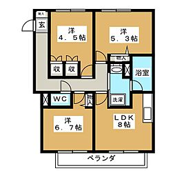 アーバンハイツ八事八幡山 2階3LDKの間取り