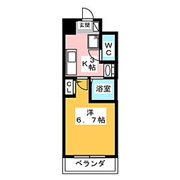 S-FORT八事 9階1Kの間取り