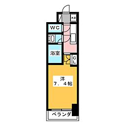 グランハイム山手通 9階1Kの間取り