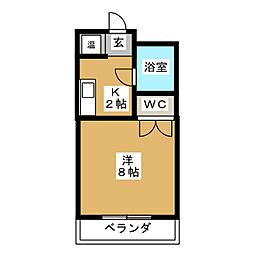 アーバン塩釜 2階1Kの間取り
