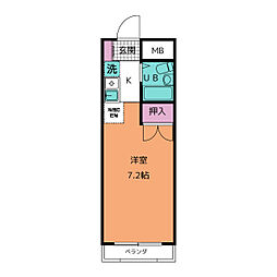 サンハイツ御幸 3階ワンルームの間取り
