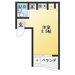 八事ミズキンビル ワンルームの間取図画像
