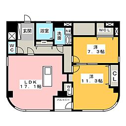 フローレスタナベ 2LDKの間取図画像