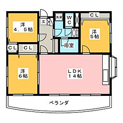 ヒルクレスト 3LDKの間取図画像
