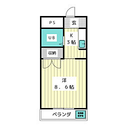 第二沖野館 1Kの間取図画像