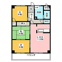 ロイヤルコート 3LDKの間取図画像