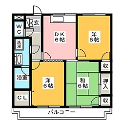 ハーモニアス元八事 3DKの間取図画像