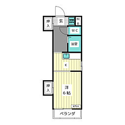 レオン八事3号館 ワンルームの間取図画像