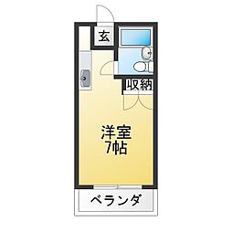 マンション愛晃 ワンルームの間取図画像