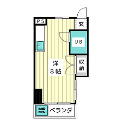 リバティービレッジ ワンルームの間取図画像