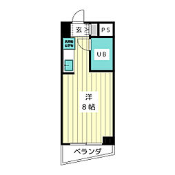 ラフィネ杁中 ワンルームの間取図画像