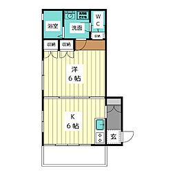 滝川ハウス 1階1DKの間取り