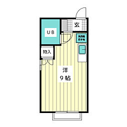 南山アネックス 1階ワンルームの間取り